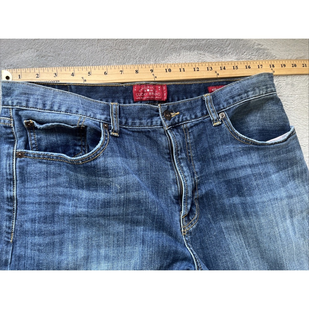 Lucky Brand 429 Classic Straight Jeans Men's 36x31 (Tag: 36x32) Blue Dark Wash - Picture 9 of 13